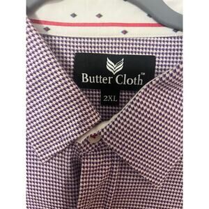 Butter Cloth XXL Long Sleeve Purple 3D Geometric Flip Cuff 100% Cotton Shirt